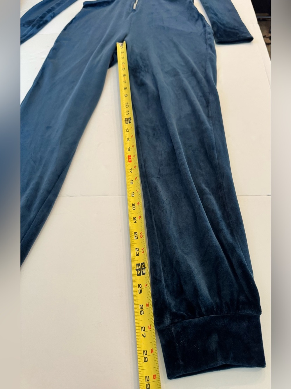 Juicy Couture Velour Cutout Jumpsuit Navy Rhinestone Logo Long Sleeves- size M - Picture 15 of 15